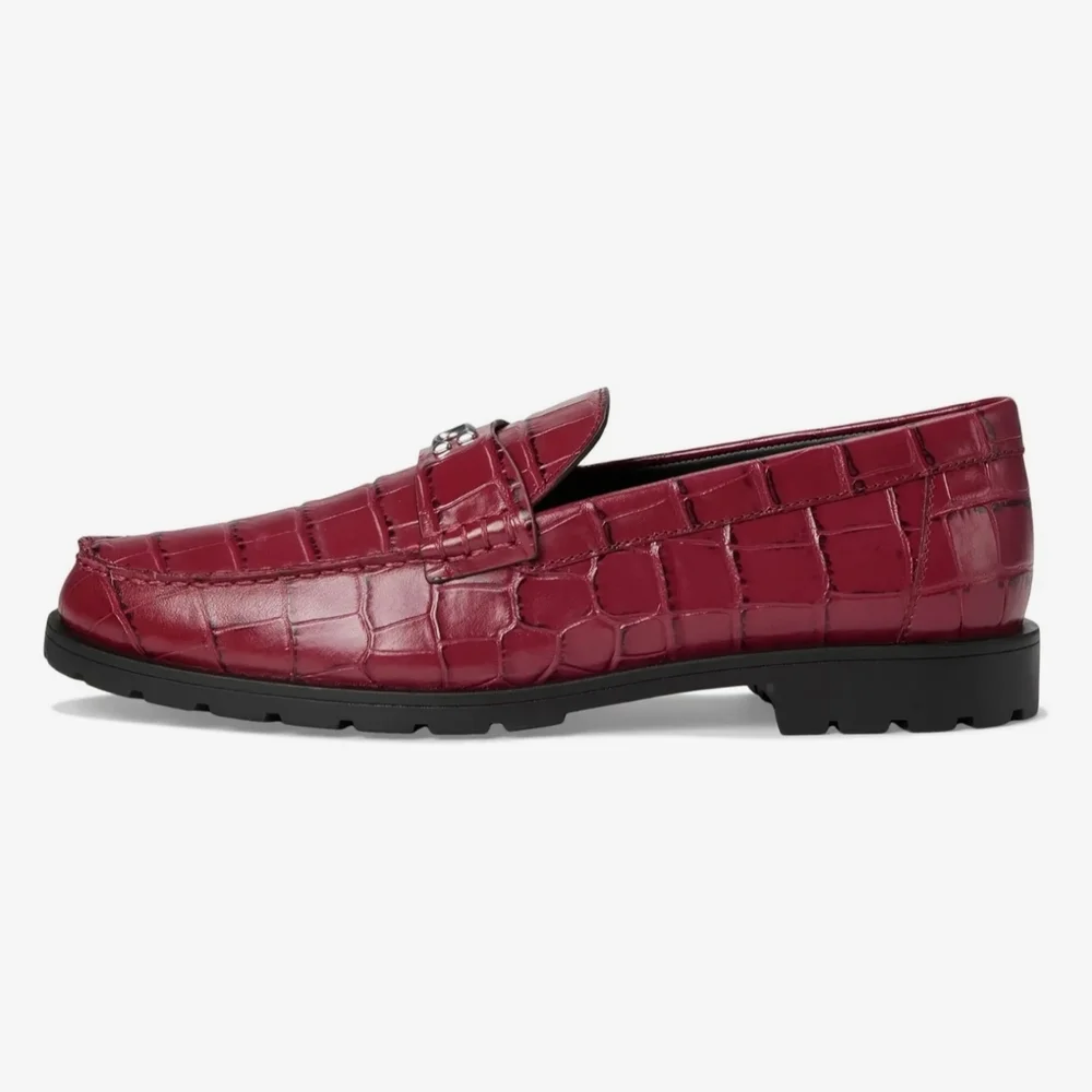 Coach NWB Joselyn Embossed Croc Loafers Dark Ruby Size 7B